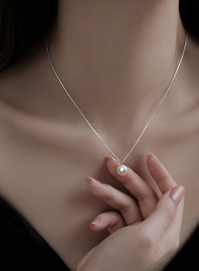 巷南999纯银珍珠项链爆款锁骨链
