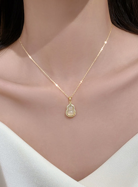 巷南999纯银玉髓葫芦项链轻奢女