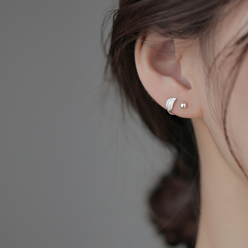 【巷南】999纯银树叶耳钉睡觉免摘女2025新款爆款养耳洞耳环耳饰 - 图3