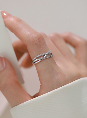 巷南925纯银线条戒指素圈开口戒