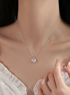 巷南999纯银玉髓梅花项链轻奢女