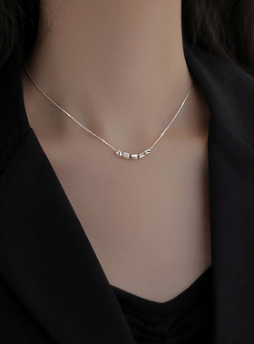 巷南纯银转运珠项链小众锁骨链女