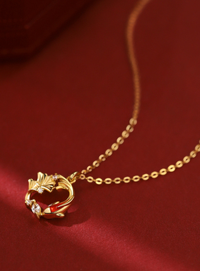 巷南999纯银杏运锦鲤项链女高级