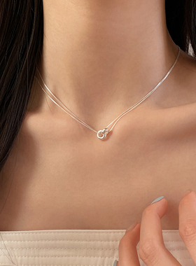 巷南纯银圆环项链小众轻奢锁骨链
