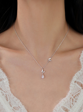 巷南925纯银蝴蝶玉髓项链轻奢女