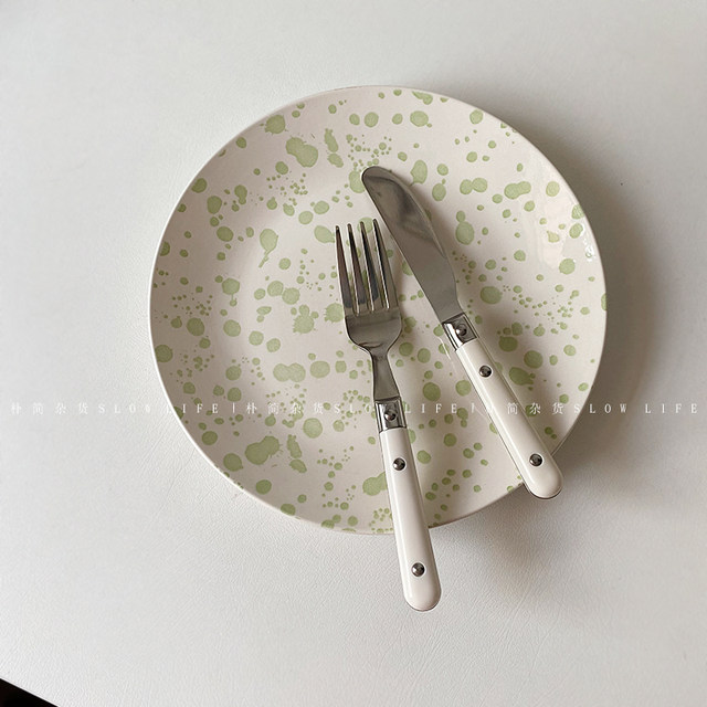 Ins shang cream white stainless steel knife and fork spoon