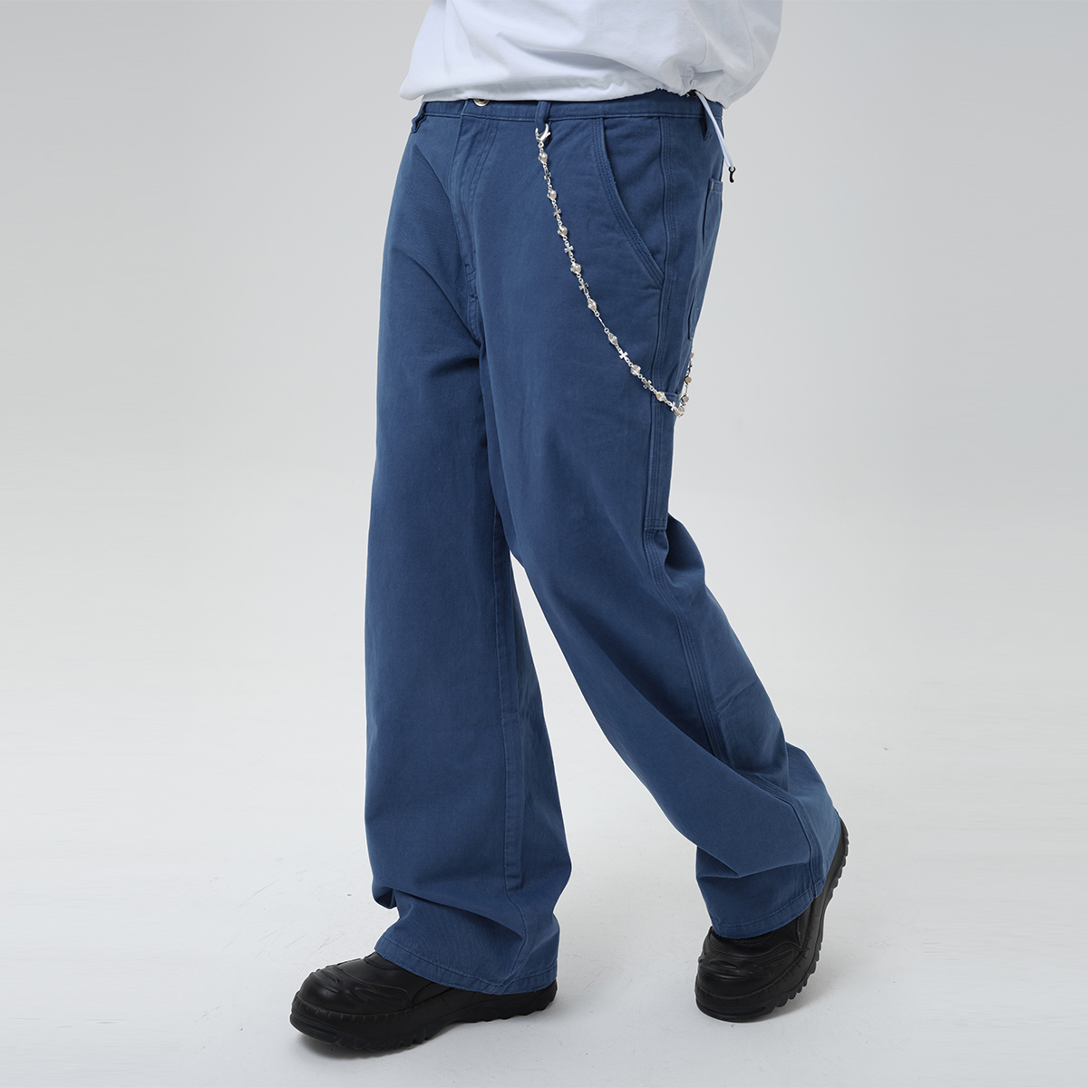 ComicTree C.t 2025秋季工装阿苏特染水洗做旧法工蓝长裤子男士潮 - 图0