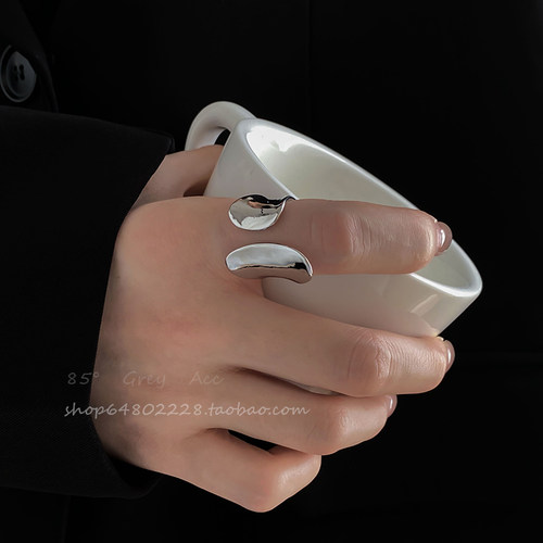 小众设计感不规则宽面戒指女简约百搭重工开口指环时尚气质食指戒 - 图2