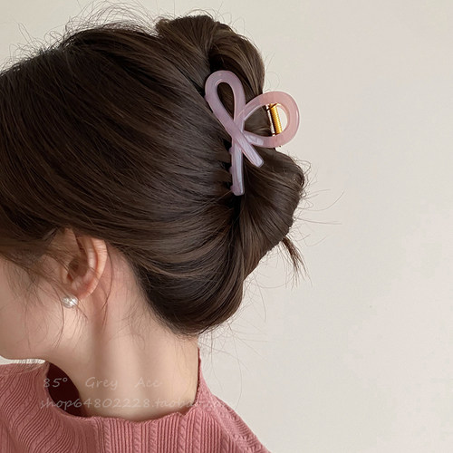 小众设计感果冻粉色发夹女春秋气质高级感盘发抓夹简约时尚鲨鱼夹 - 图1