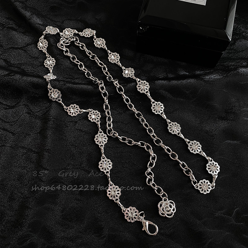 小众设计金属花朵腰链女时尚高级感连衣裙裤链装饰ins风链条腰带