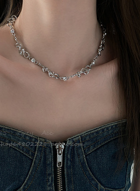 ins冷淡风锆石荆棘项链