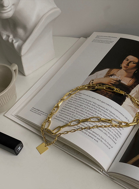 欧美轻奢项链女2021年双层叠戴