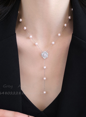 【满天星】法式轻奢山茶花吊坠项链女气质高级感choker锁骨链颈链