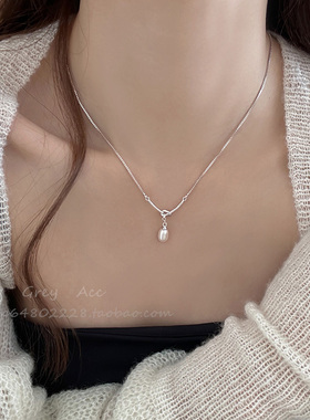 时尚简约单颗珍珠吊坠项链