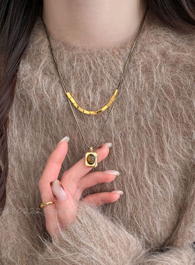 复古轻奢美拉德色系项链毛衣链