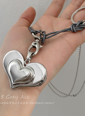 叠戴拼接小众爱心锁骨链