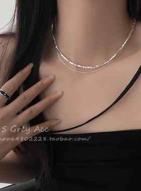 双层叠戴碎银子网红项链