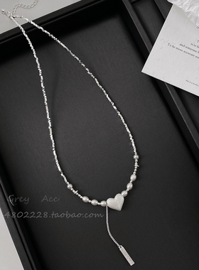 新款心形爱心碎银子项链INS风