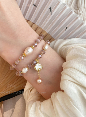 长款珍珠星球叠搭手链女ins小众设计高级感猫眼石串珠百搭手串