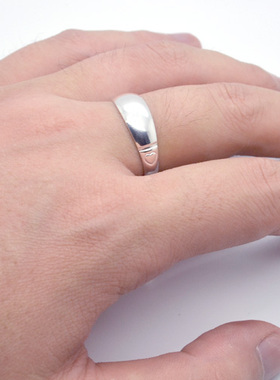 真银999纯银戒指开口光面爱心