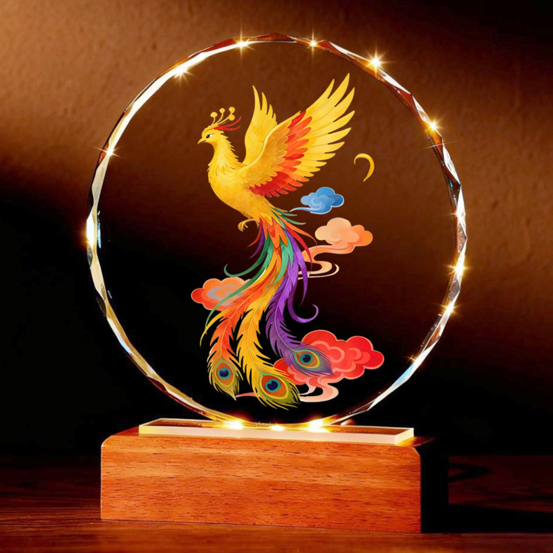 七彩凤凰图摆件火凤凰好寓意客厅玄关办公室电视柜书房桌面摆台,淘宝优惠券,粉丝福利购,淘宝优惠卷