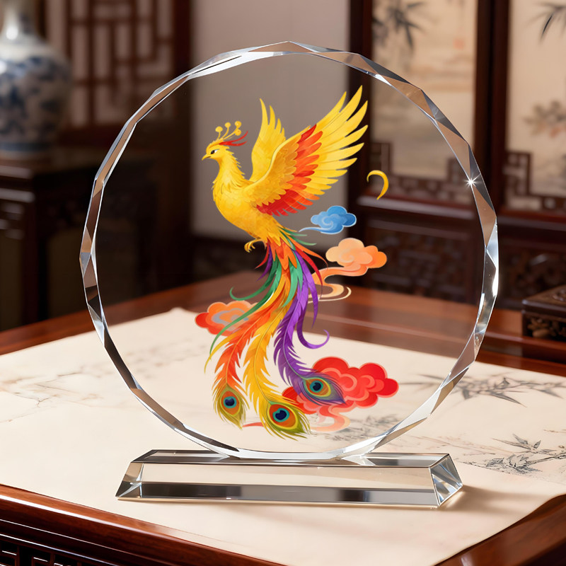 七彩凤凰图摆件火凤凰好寓意客厅玄关办公室电视柜书房桌面摆台,淘宝优惠券,粉丝福利购,淘宝优惠卷