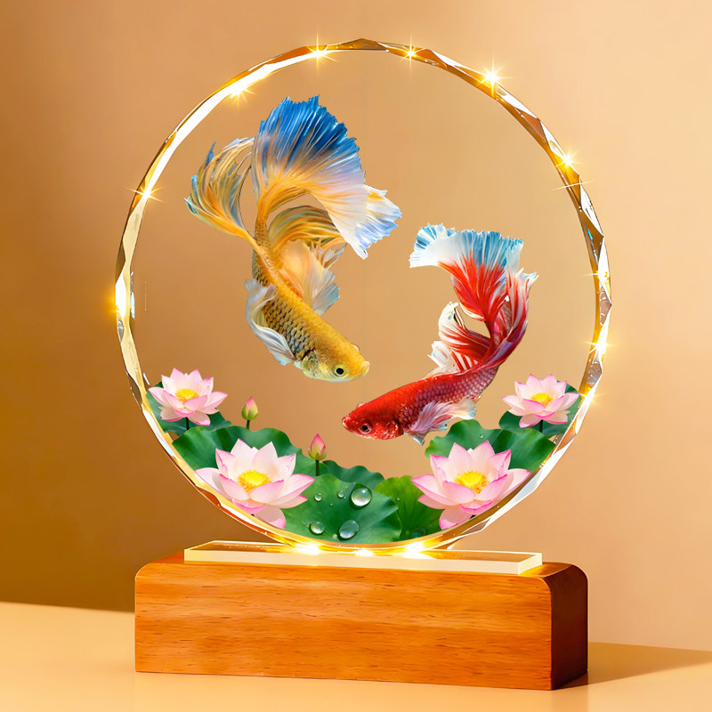 双锦鲤图摆件年年有余莲花鲤鱼运财聚财客厅办公室电视柜家居摆台,淘宝优惠券,粉丝福利购,淘宝优惠卷