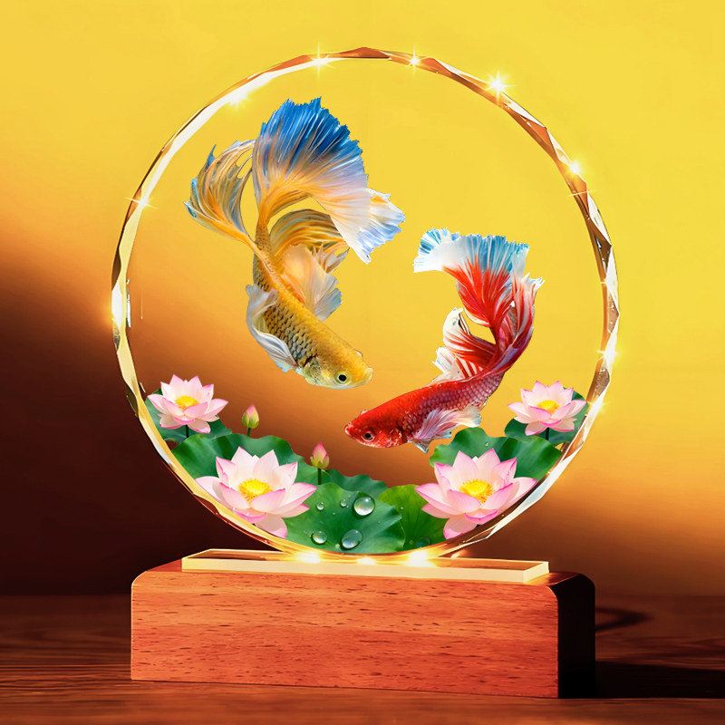 双锦鲤图摆件年年有余莲花鲤鱼运财聚财客厅办公室电视柜家居摆台,淘宝优惠券,粉丝福利购,淘宝优惠卷