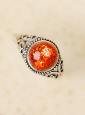 天然超七金转运珠太阳石戒指