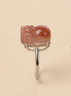 招财天然红发晶戒指维纳斯顺发丝