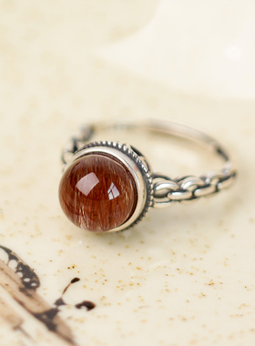 滋气活血招财红发晶水晶戒指