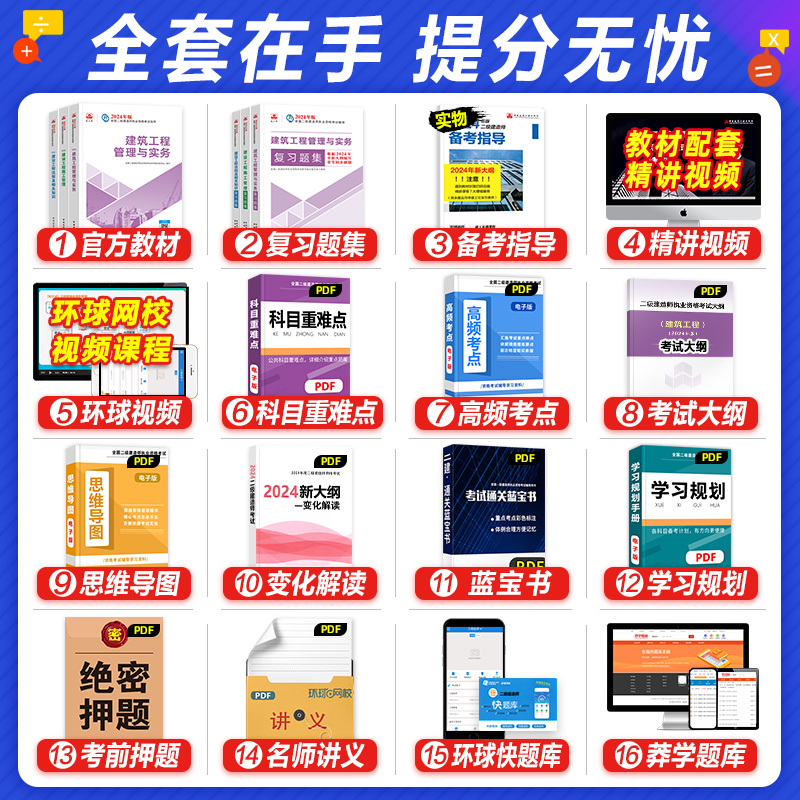 官方新版2024二级建造师教材复习题集建筑专业全套6本2024年版全国二建考试辅导同步章节练习题库土建房建实务建设工程施工管理