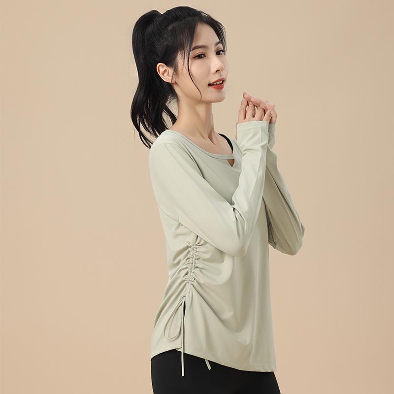 普拉提瑜伽服上衣女速干衣宽松大码显瘦运动健身2025新款休闲长袖