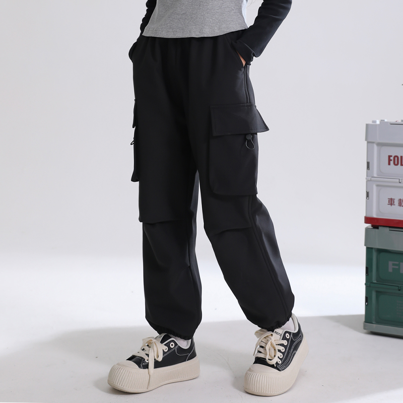 儿童工装冲锋裤加绒加厚保暖秋冬女童中大童男孩防泼水户外运动裤