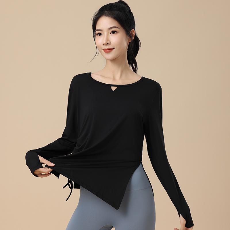 普拉提瑜伽服上衣女速干衣宽松大码显瘦运动健身2025新款休闲长袖