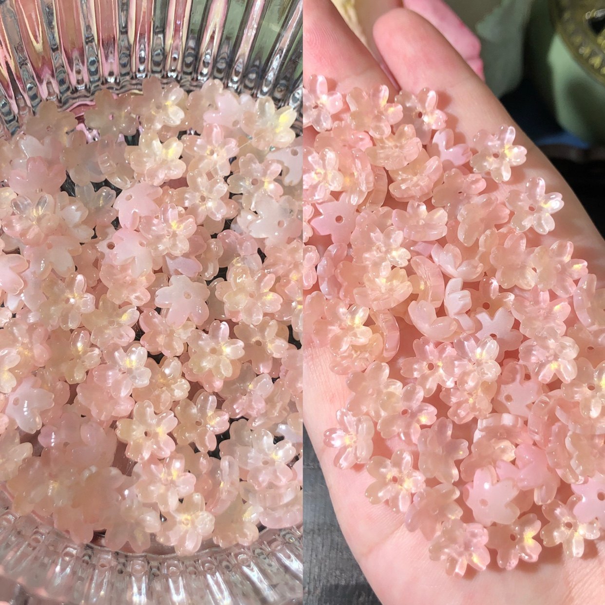 立体小樱花10mm 50颗装琉璃小花簪娘古风diy配件手链发饰手工材料,淘宝优惠券,粉丝福利购,淘宝优惠卷