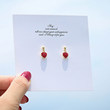 S925 sterling silver red heart earrings Korean version of the New Year Red Fresh Peach Heart Red Heart Stone Earrings Student Gifts