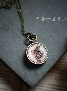 包邮新品1月复古手工兔子项链