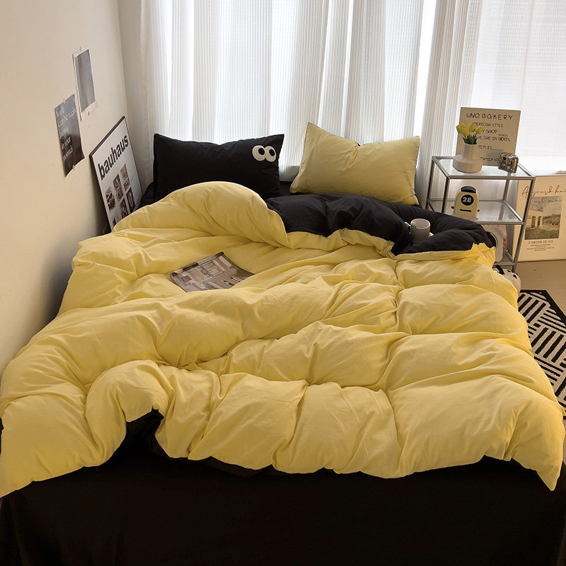 水洗棉ins混搭玫红色床上四件套简约毛巾绣1.5m1.8床单被套三件套,淘宝优惠券,粉丝福利购,淘宝优惠卷