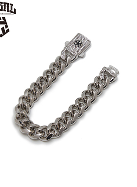 古巴风高街涂鸦嘻哈钛钢手链