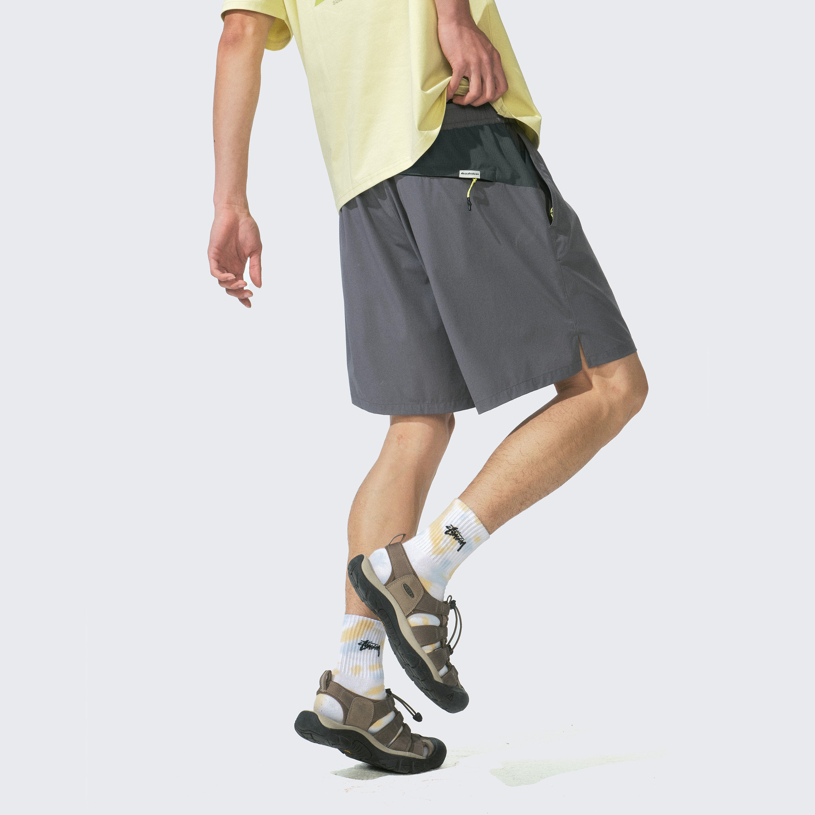 Monterest X Quiksilver联名 吸湿速干自收纳拼接宽松直筒沙滩裤,淘宝优惠券,粉丝福利购,淘宝优惠卷