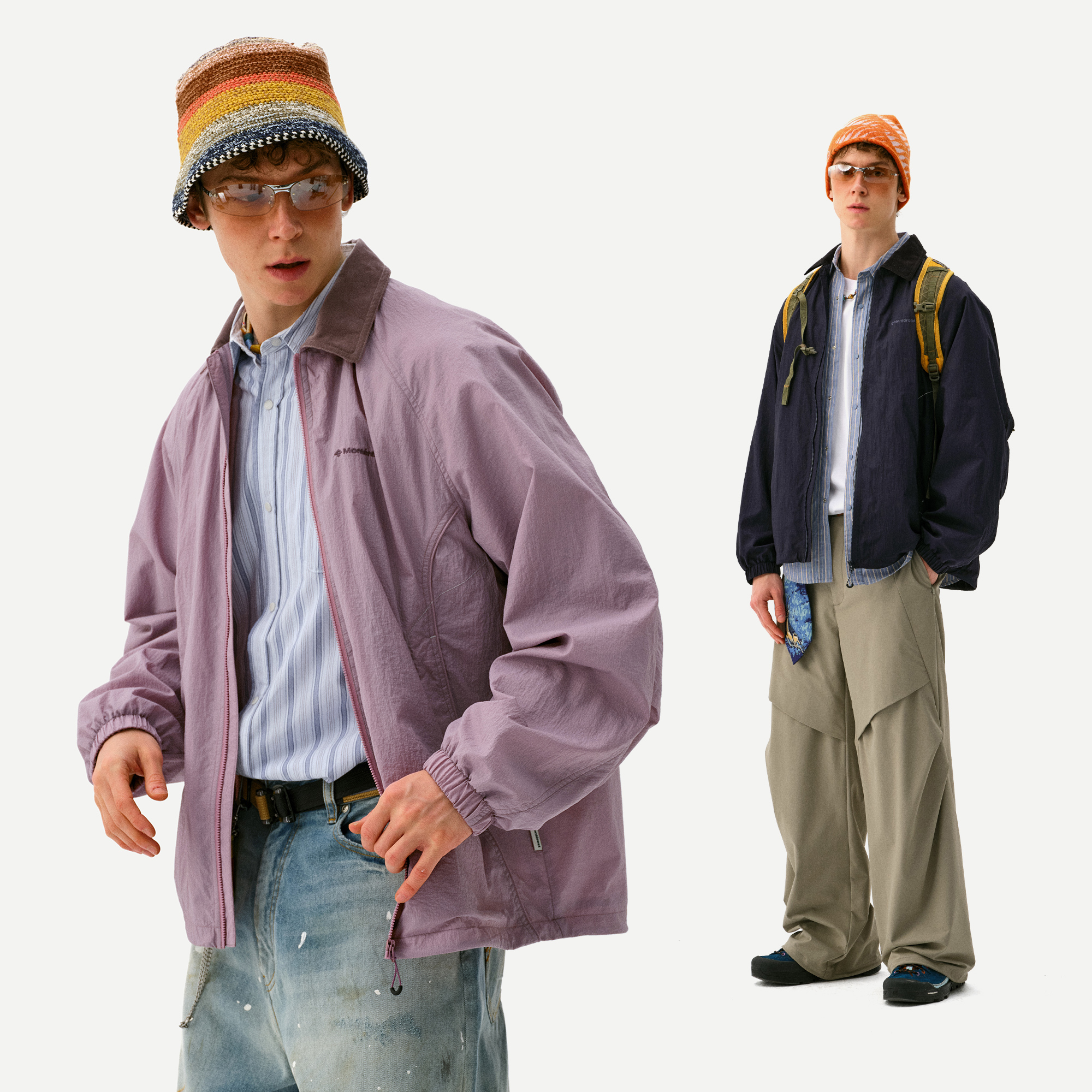 瞬时山野Monterest户外防泼水复古灯芯绒翻领宽松教练夹克外套男 - 图1