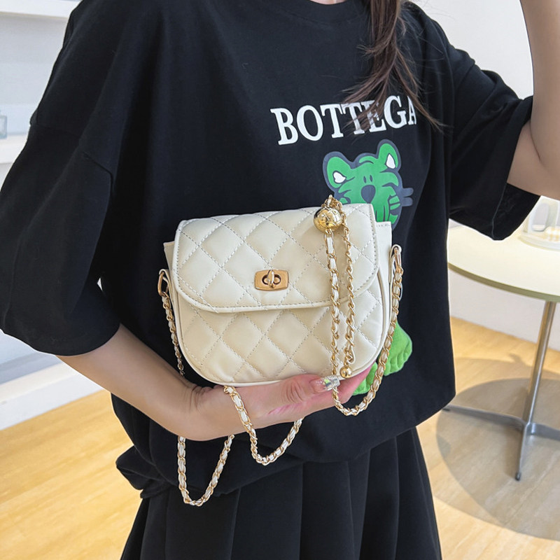 马鞍包包女2021新款潮时尚菱格链条包法国小众百搭ins单肩斜挎包,淘宝优惠券,粉丝福利购,淘宝优惠卷