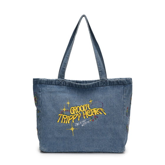 American retro denim canvas class commuter tote bag