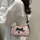 Korean style sweet seersucker bow contrast armpit bag