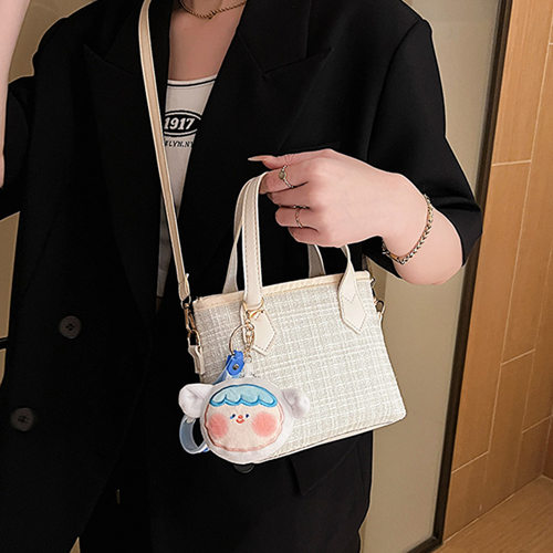 ins超火复古呢子包包女2023新款韩版百搭单肩斜挎时尚手提水桶包 - 图1