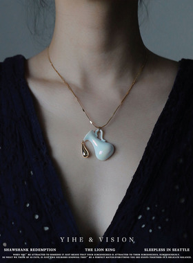 YIHE钛钢项链陶瓷水瓶女