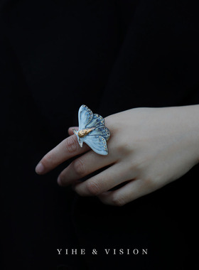 yihe原创设计超美腻陶瓷镀金戒指