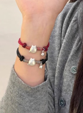 蛇年新款招财猫手链足银999