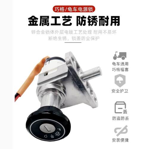 爱玛雅迪台铃电动车电门锁总成巧格小龟电源锁锁芯钥匙开关通用 - 图0